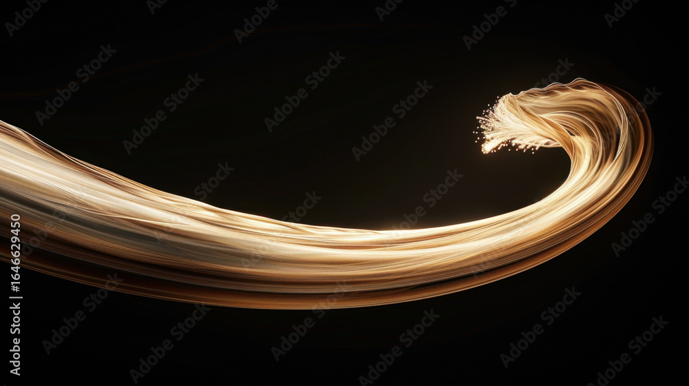 Poster golden spark trails captured in long exposure against dark background, creating mesmerizing flow of 