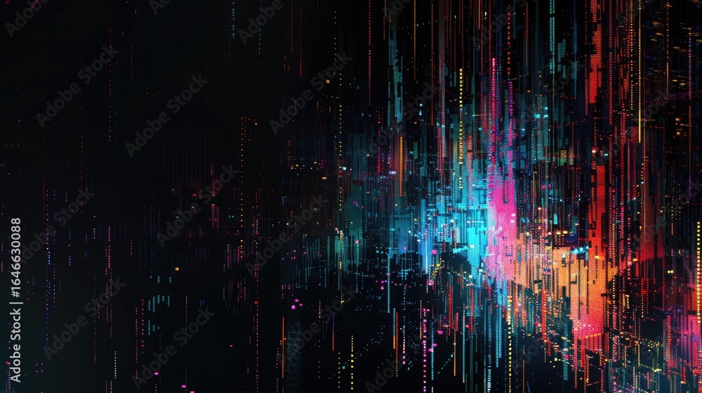 Poster abstract complex glitch with pixel effect in tech background use shading and glitches texture expres