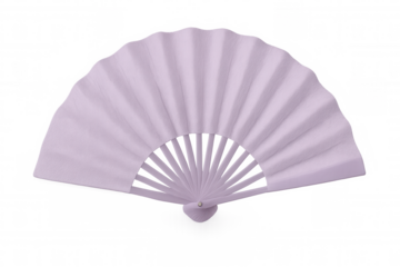 Purple hand fan isolated on transparent background, representing traditional cooling methods and cultural aesthetics
