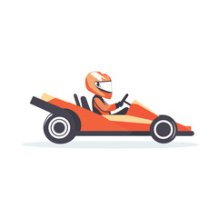 Fototapeta premium Side View of a Cartoon GoKart Driver in Action