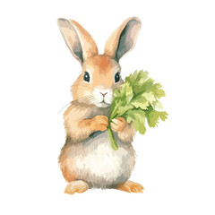 watercolor rabbit surrounded carrots illustration