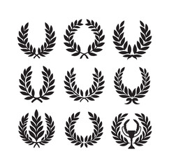 laurel sign set  logo design set vector