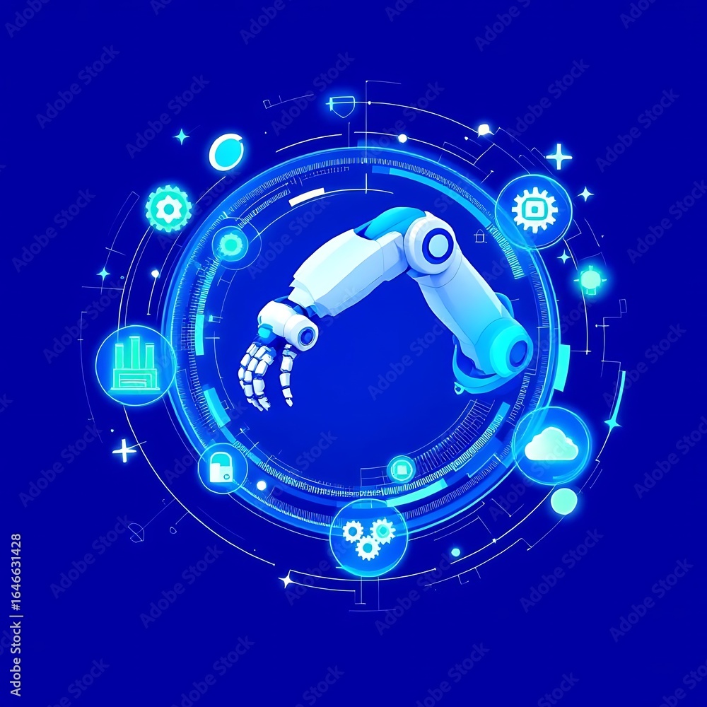 Aufkleber robotic arm automation ai artificial intelligence future technology innovation concept design visual