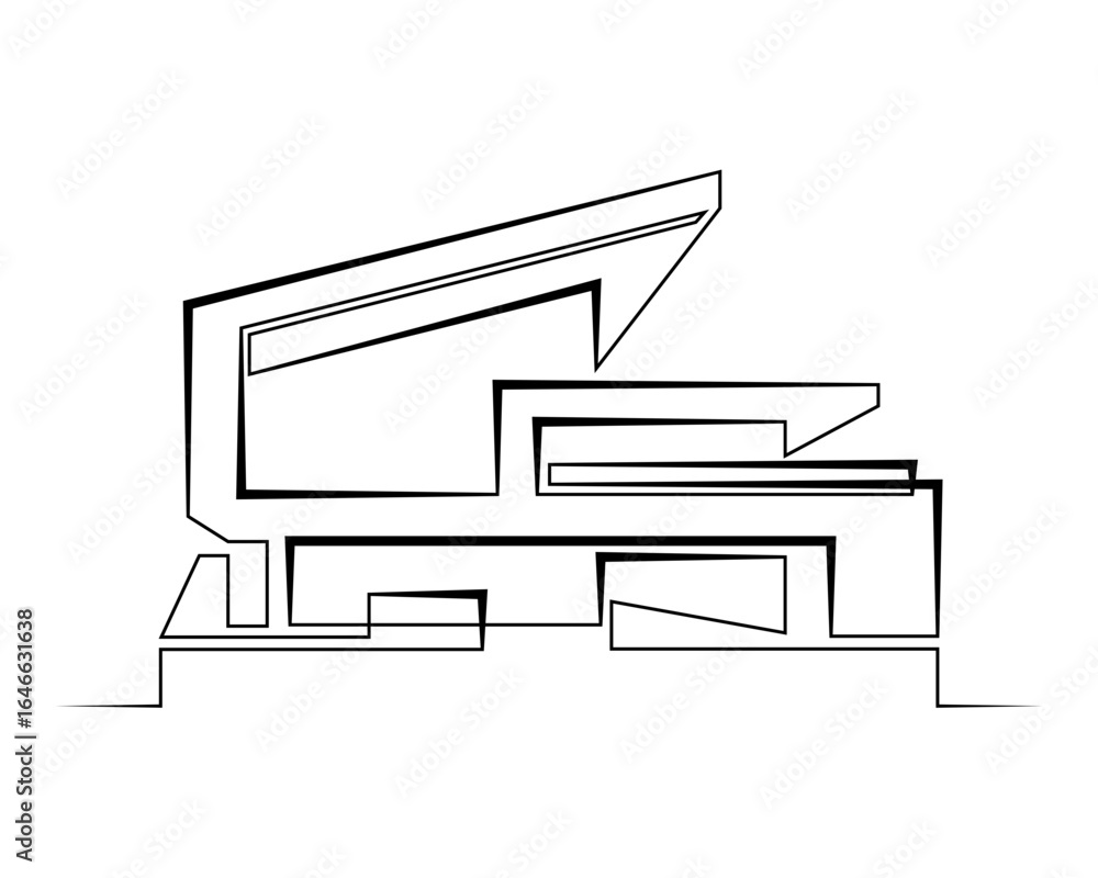 Aufkleber continuous single line drawing of modern minimalist design house. linear design. abstract house symb