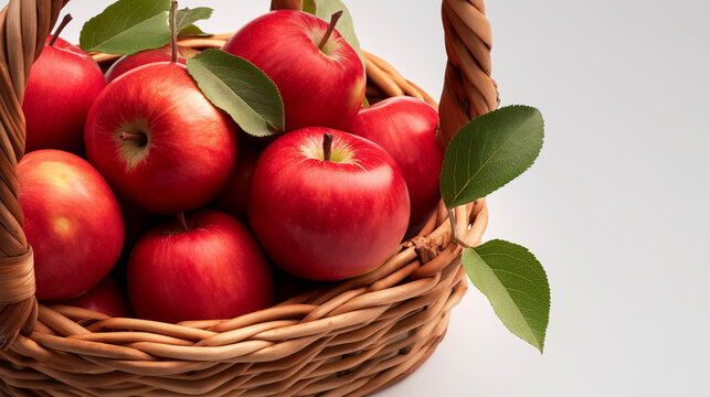 Cesta de vime com ma&ccedil;&atilde;s vermelhas