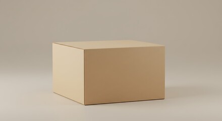 Minimalist Beige Cube, Perfect for Product Mockups and Display, Clean Modern Box on Seamless Cream Backdrop for Design