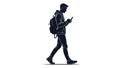 Obraz premium student walking and using smartphone illustrating modern mobile communication and onthego productivity for education and business applications