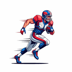 american football player with ball, vector illustration