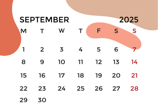 september 1 calendar with abstract background. Minimalist September calendar template with clean layout and modern design. Perfect for scheduling, planning, time management, office, business