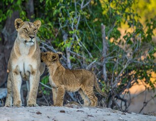 Lioness and Cub in Savanna (1)