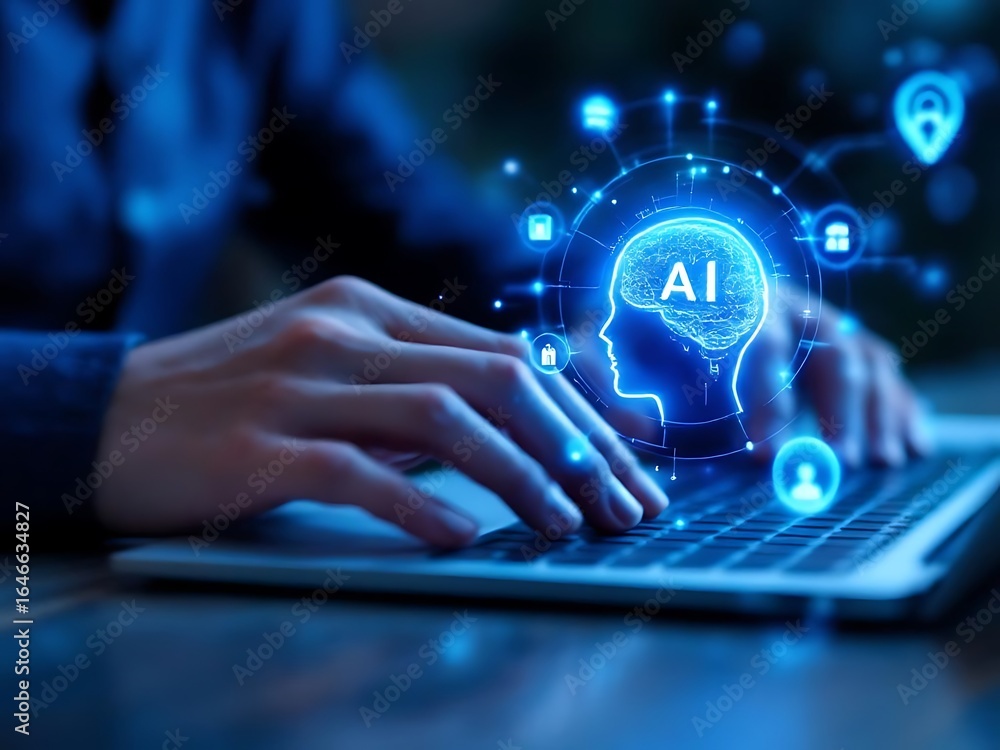 Aufkleber ai artificial intelligence machine learning deep learning technology innovation concept future tech 