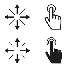 Fototapeta premium Directional arrows and pointing finger icons expand