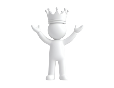 3D Render White Figure Crown