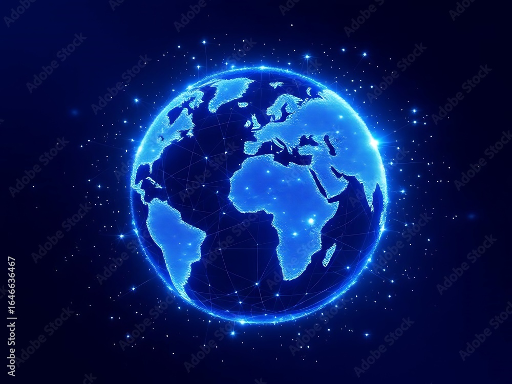 Aufkleber digital earth globe technology background world map network connection futuristic design concept on 
