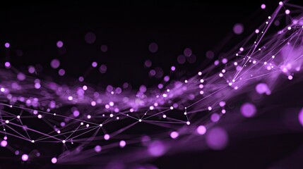 Dynamic abstract network of glowing purple nodes and lines creates a futuristic, interconnected digital landscape perfect for technology and data concepts