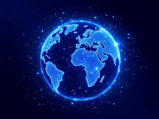 Digital earth globe technology background world map network connection futuristic design concept on transparent background