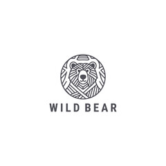 Wild bear logo with fierce, bold style for strong and adventurous branding.