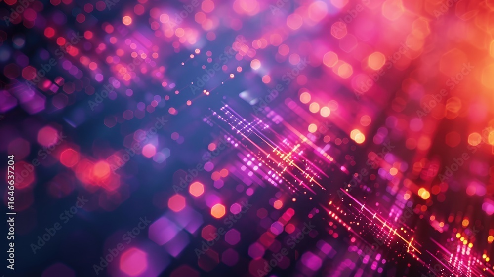 Poster abstract picture of neon light particle with digital technology style design connecting become dynam
