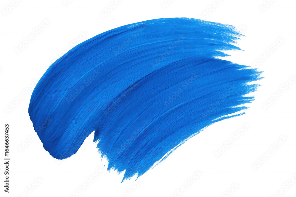 Poster vivid blue paint brush stroke creating a dynamic and textured design element on a transparent backgr