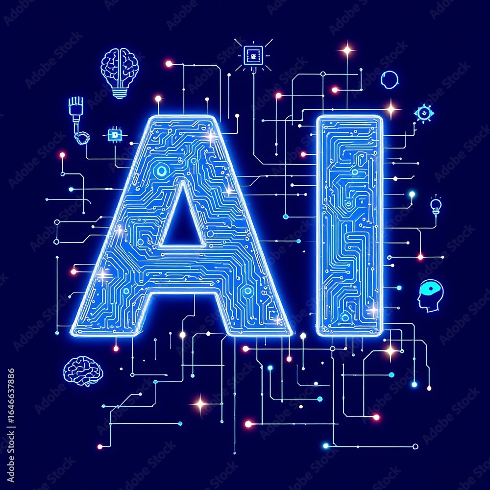 Poster ai artificial intelligence technology future innovation digital transformation concept design on tra