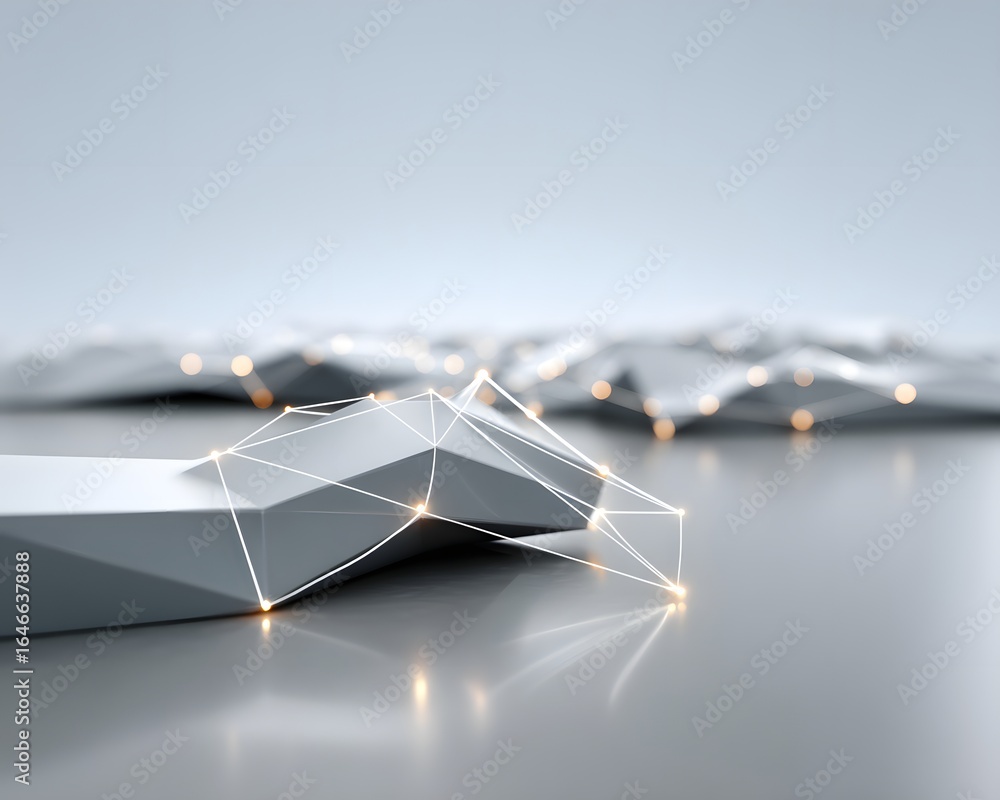 Poster abstract neural network visualization with dots and lines, futuristic ai theme, stock photo clean st