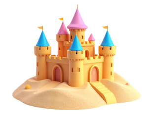 Cartoon Sandcastle 3D Render