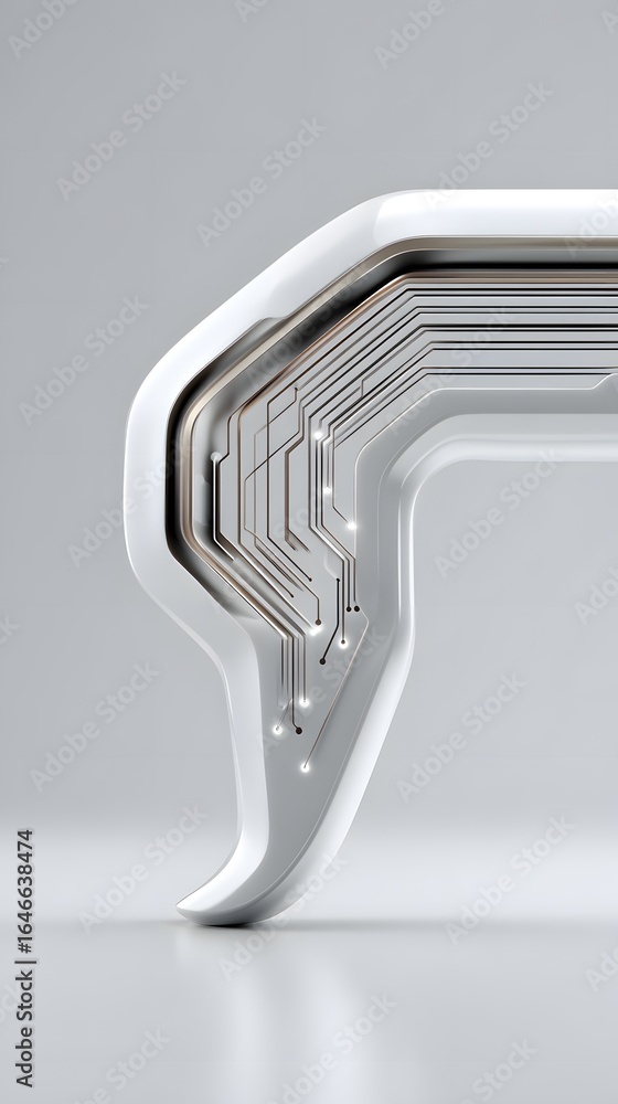 Poster clean minimalist background with ai circuit board illustration, subtle holographic data patterns, pr