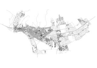 Vector map of Ventura's highway and building network with detailed roads
