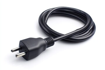 Fototapeta premium Black European power cord coiled