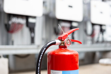 Fire extinguishing system installed outside the building for emergencies.