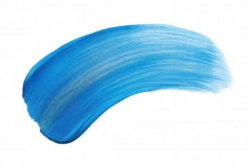 Dynamic brushstroke of light blue paint creating a textured, artistic element on a transparent background, ideal for design projects