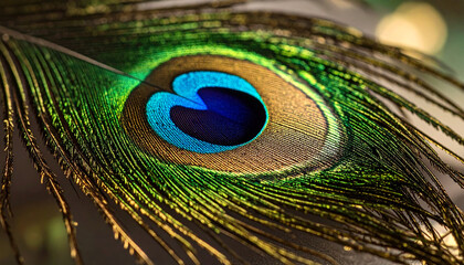 Obraz premium Peacock Feather in Vibrant Colors