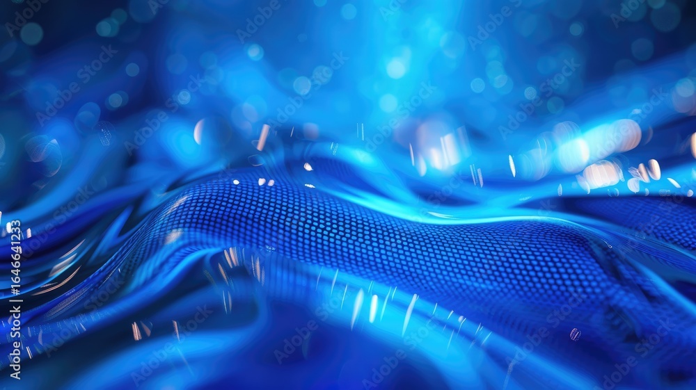 Aufkleber wonderful picture of blue light wave, sparkling particles scattered across space background, create 