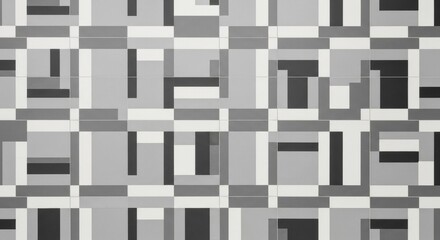 Fototapeta premium Abstract monochrome geometric tile pattern. Modern grey, black, and white interlocking rectangle texture