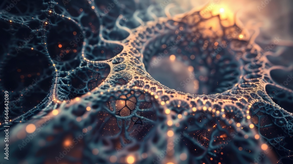 Poster abstract vivid light particle effect mysterious flowing design. seamless modern art of fractals ener