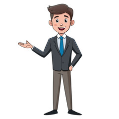 Obraz premium Professional Businessman Giving Presentation Vector Illustration