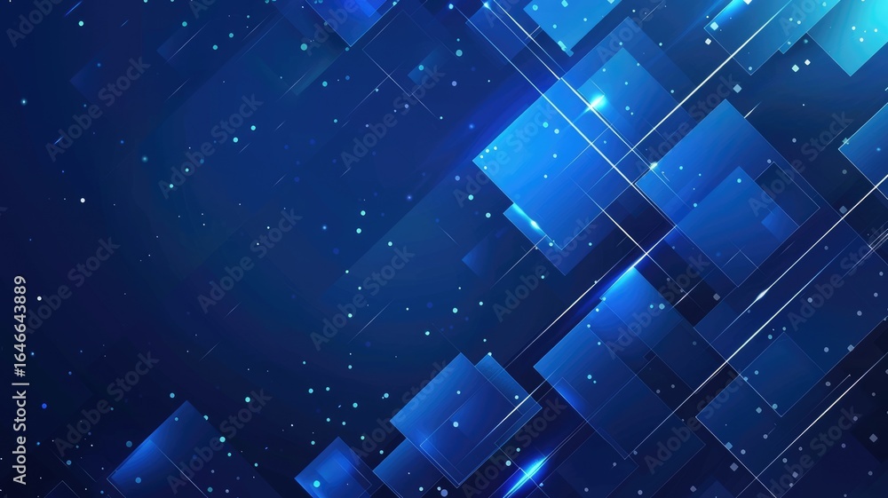 Poster digital artwork of blue abstract geometric shape with blue background. rendering artwork of abstract