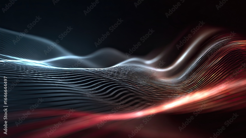 Aufkleber dynamic abstract waves of light and energy flow creating a mesmerizing futuristic digital landscape 