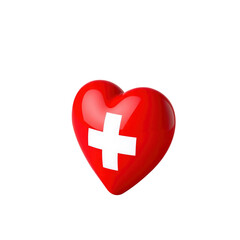 Obraz premium heart with Switzerland flag with transparent background PNG and JPEG image