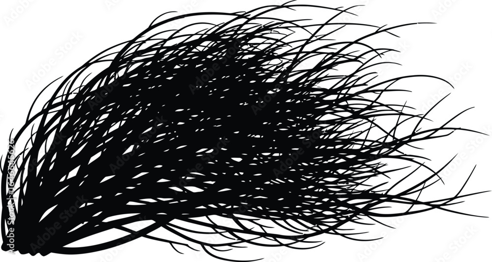 Poster silhouette of a dense bush with many branches, creating a stark contrast between the dark foliage an