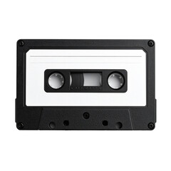 Retro Soundscape Isolated On White Background: A close-up shot of a classic audio cassette, a timeless emblem of nostalgia. Perfect for evoking memories of analog music.