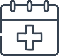 Obraz premium Dark Blue Medical Calendar Icon with Plus Symbol on White Background health healthcare