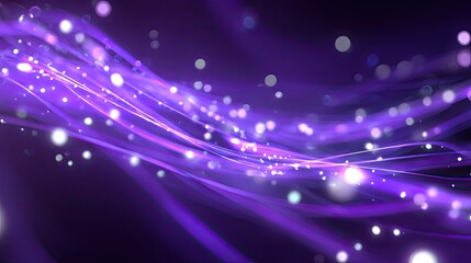 Fototapeta premium Mesmerizing abstract purple light streaks with glowing bokeh particles create a dynamic, ethereal flow perfect for technology or event themes