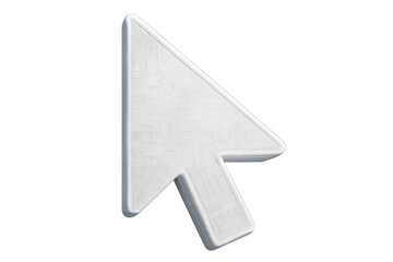 Obraz premium White computer mouse pointer cursor with textured surface, rendered in 3d, floating against transparent backdrop
