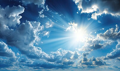 Radiant sun breaking through dramatic clouds