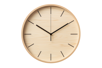 Minimalist Wooden Wall Clock with Black Hands