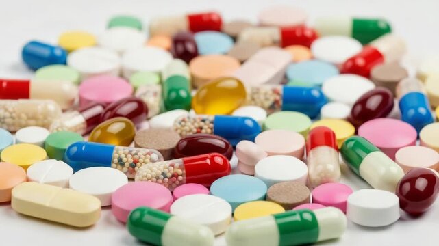 A vibrant assortment of colorful pharmaceutical pills and capsules, representing various medications and treatments for health and wellness