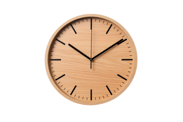 Minimalist Wooden Wall Clock with Black Hands