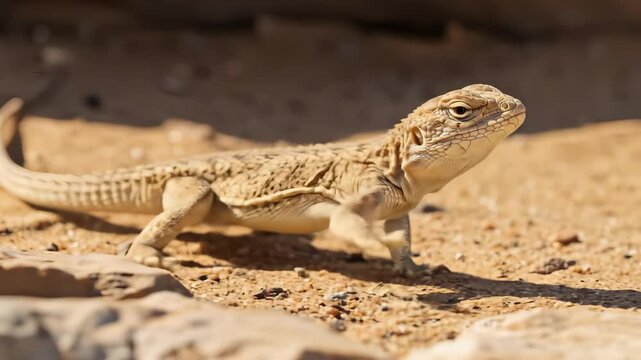 Arabian Mastigure in its Natural Habitat, Close-up of a Desert Lizard