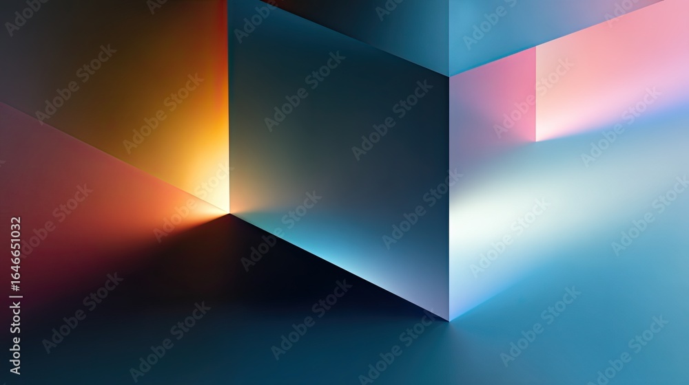 Poster dynamic abstract geometric shapes with vibrant colorful gradients create a modern, professional desi